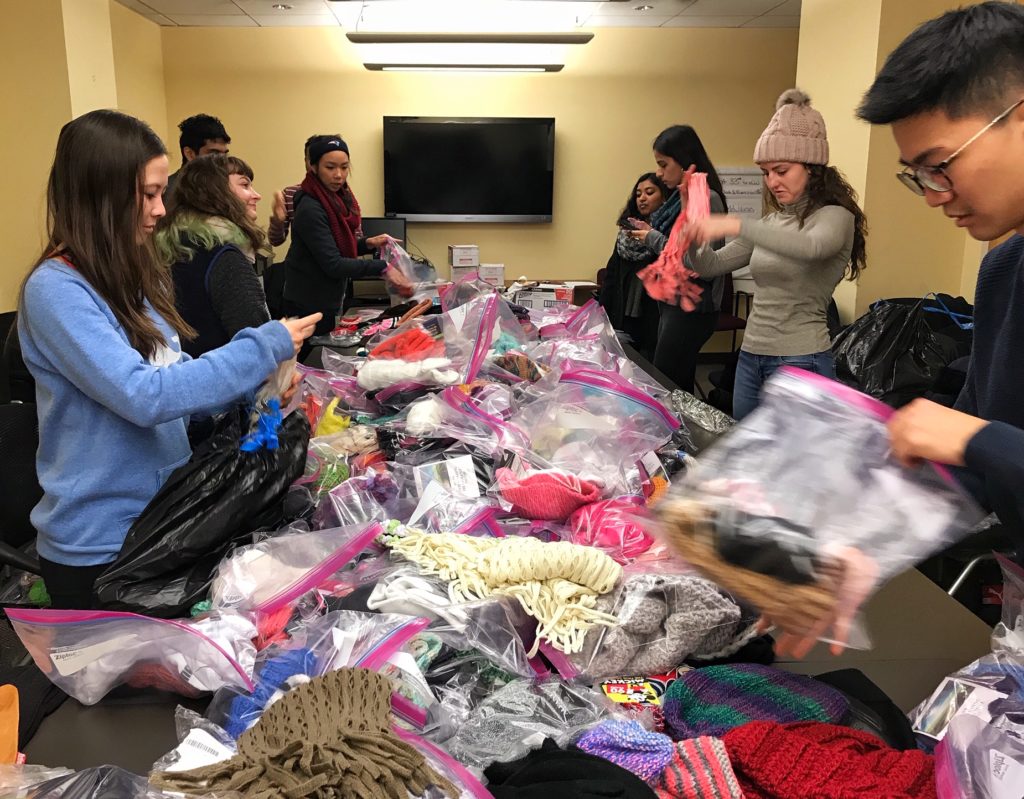 Students packing kits