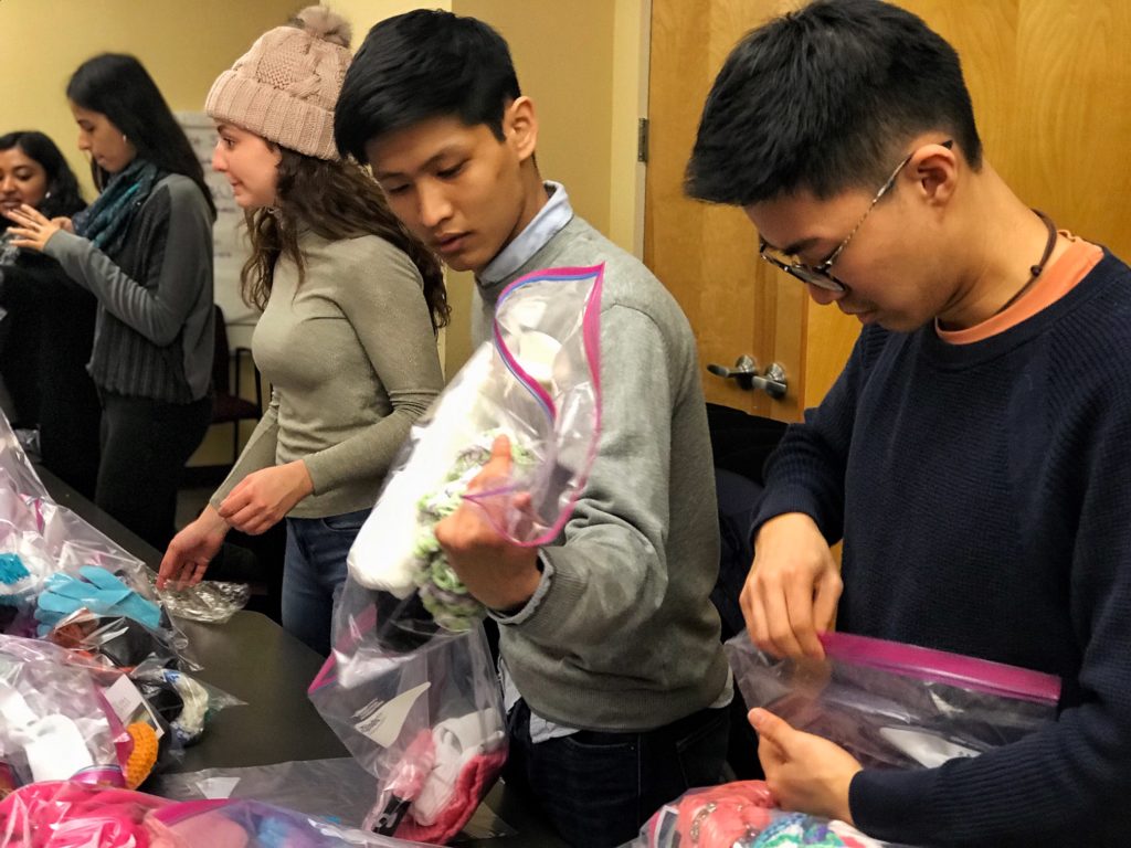 Students packing kits